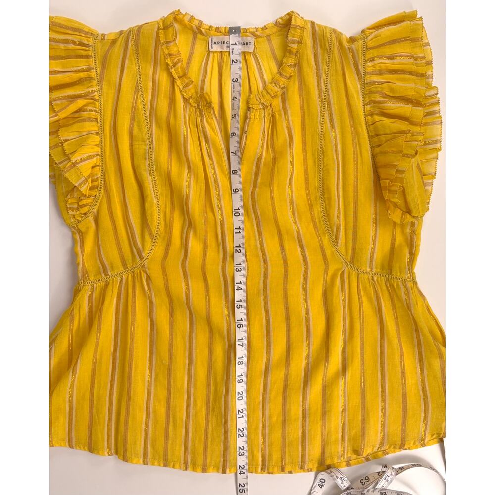 Apiece Apart Maria Del Mar Top in Yellow Metallic Stripe Size 4 - Picture 10 of 12